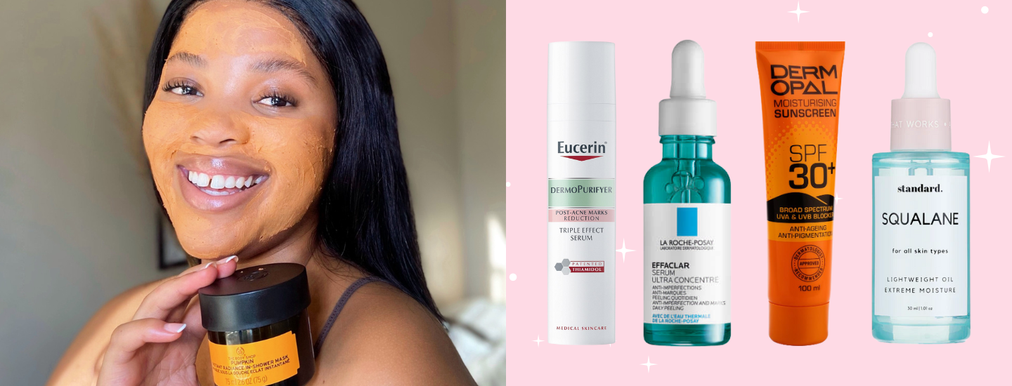 Zithobe Macheli, woman with skincare products with a face mask, skincare, hyperpigmentation, pigmentation, how to fade hyperpigmentation, the suite edit, brutal fruit