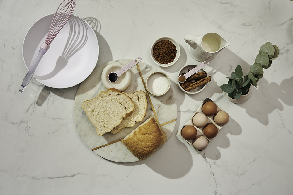 baking tools and ingredients with eggs and bread, tiktok brunch recipes, tiktok, brunch recipes, baking, easy recipes, brutal fruit, the suite, the suite edit