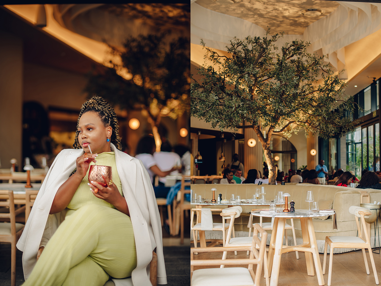 Lwandile Makhaza, lifestyle, influencer, lifestyle influencer, style influencer, south africa, food, drinks, party, johannesburg, joburg, the suite, the suite edit, brutal fruit, thefruitychapters, woman in green outfit, woman sipping drink, woman sipping cocktail, ethos johannesburg